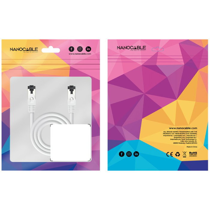Nanocable Cable de Red Cat.8.1 SSTP AWG26 Blanco 0,5m